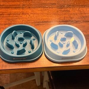 Slow Feeder Dog Bowl Set - Teal and Light Blue